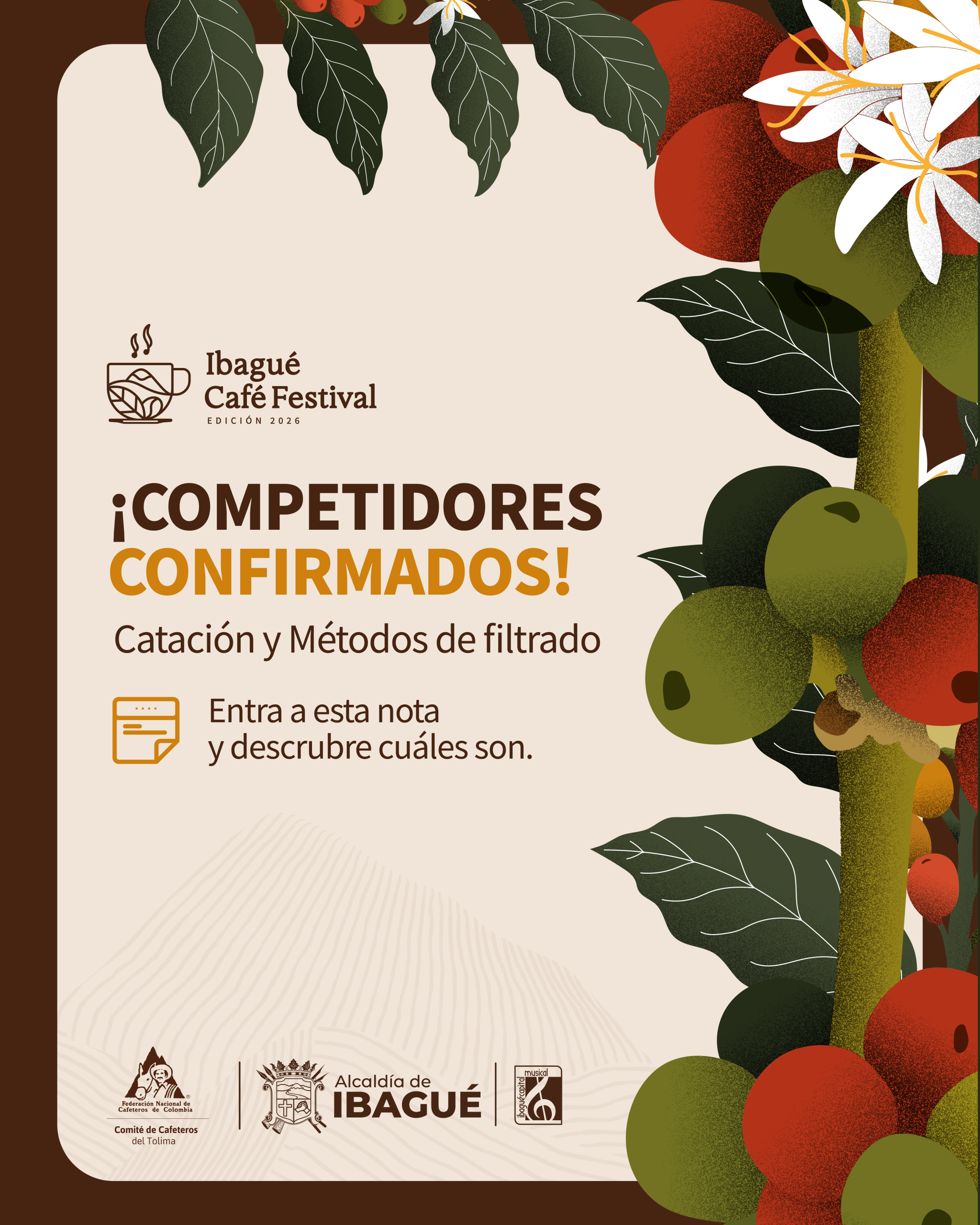 Conoce los seleccionados para los concursos de Métodos de Filtrado y Catación del Ibagué Café Festival 2026