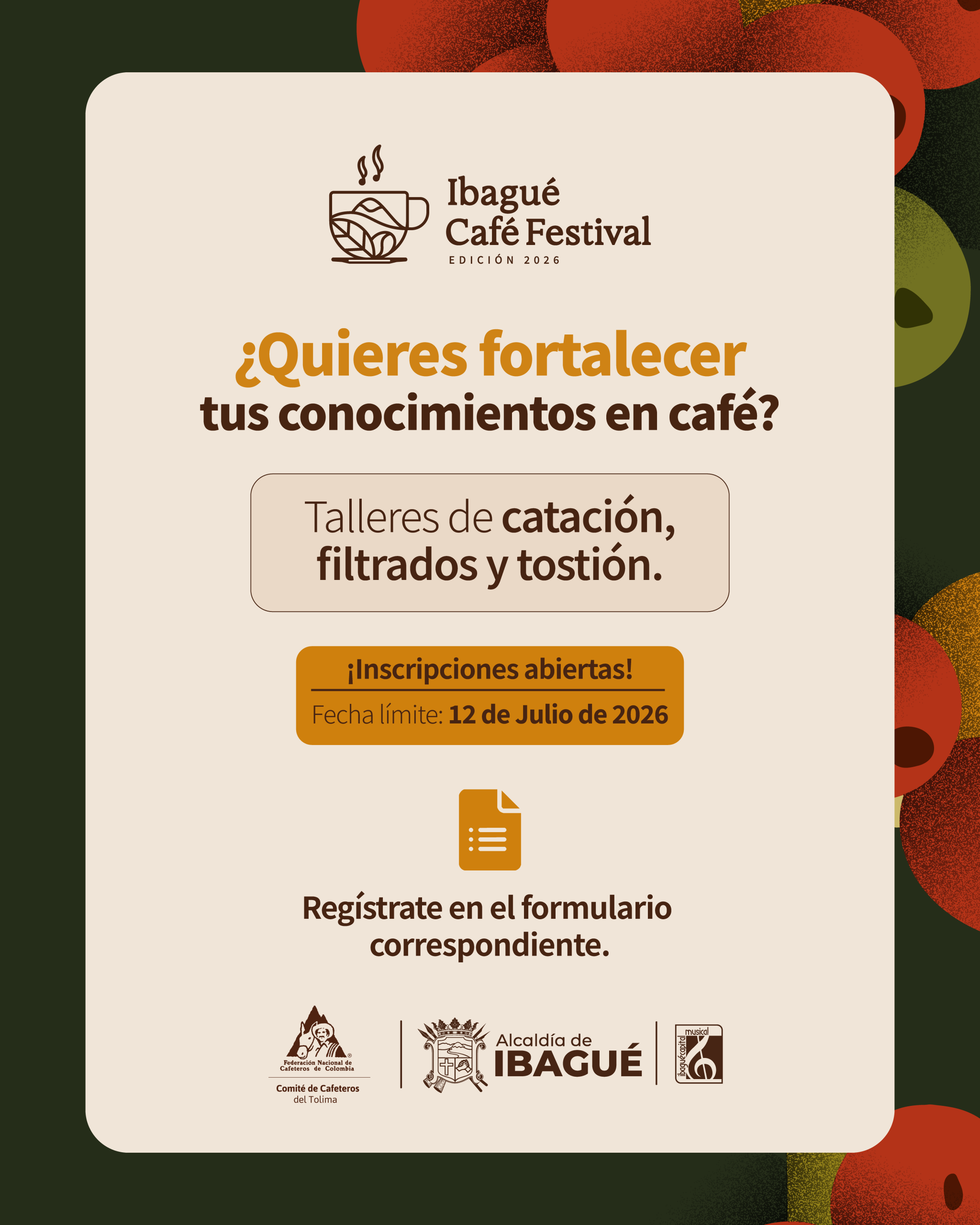 Abiertas las inscripciones para los talleres académicos del Ibagué Café Festival 2026